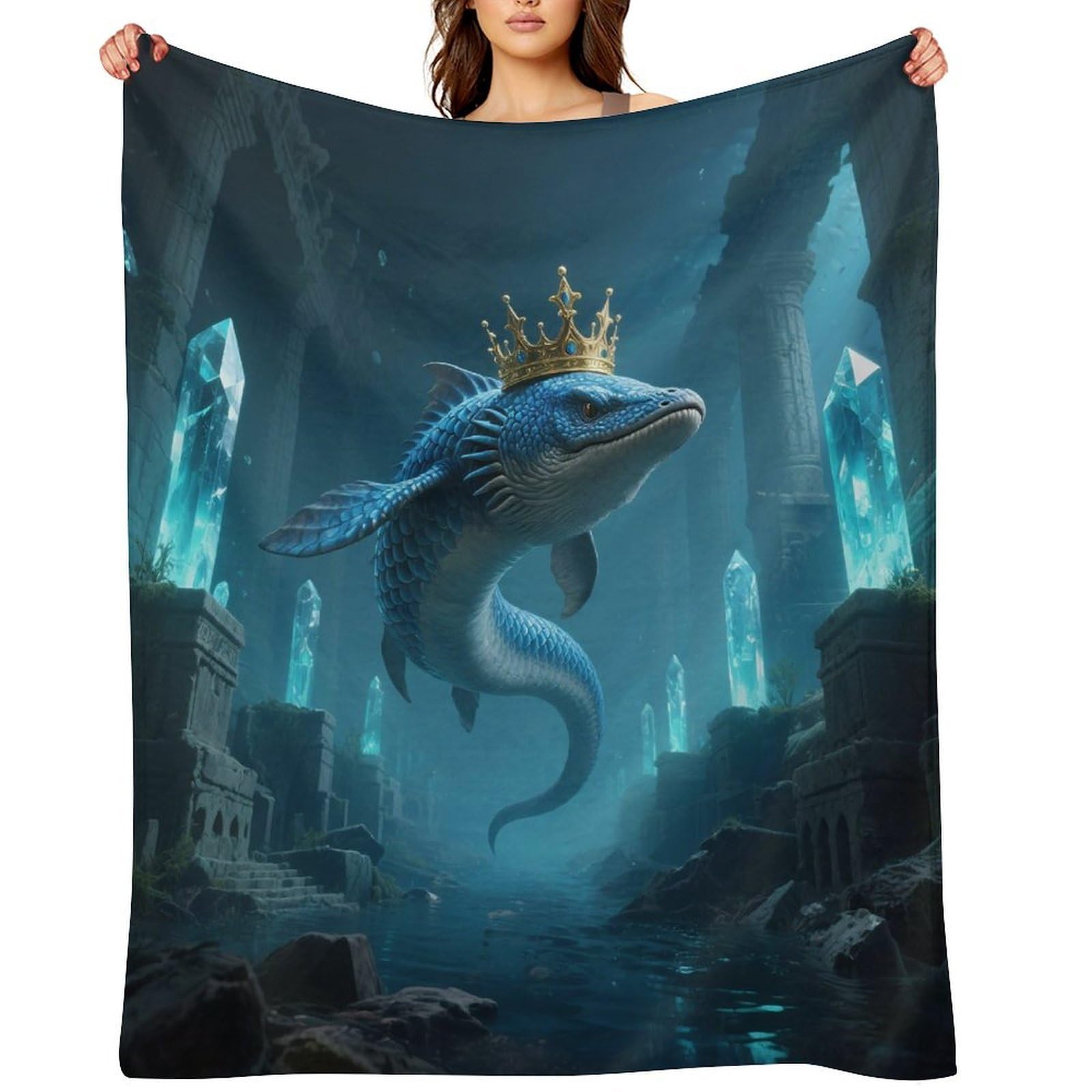 Ichthyosaur Blankets Exquisite Luxury Flannel Throw Blanket Anti-Fading Thick Blanket for Sofa&Bed Blankets Ultra-Soft Bath Towels for Adult 50"x60"