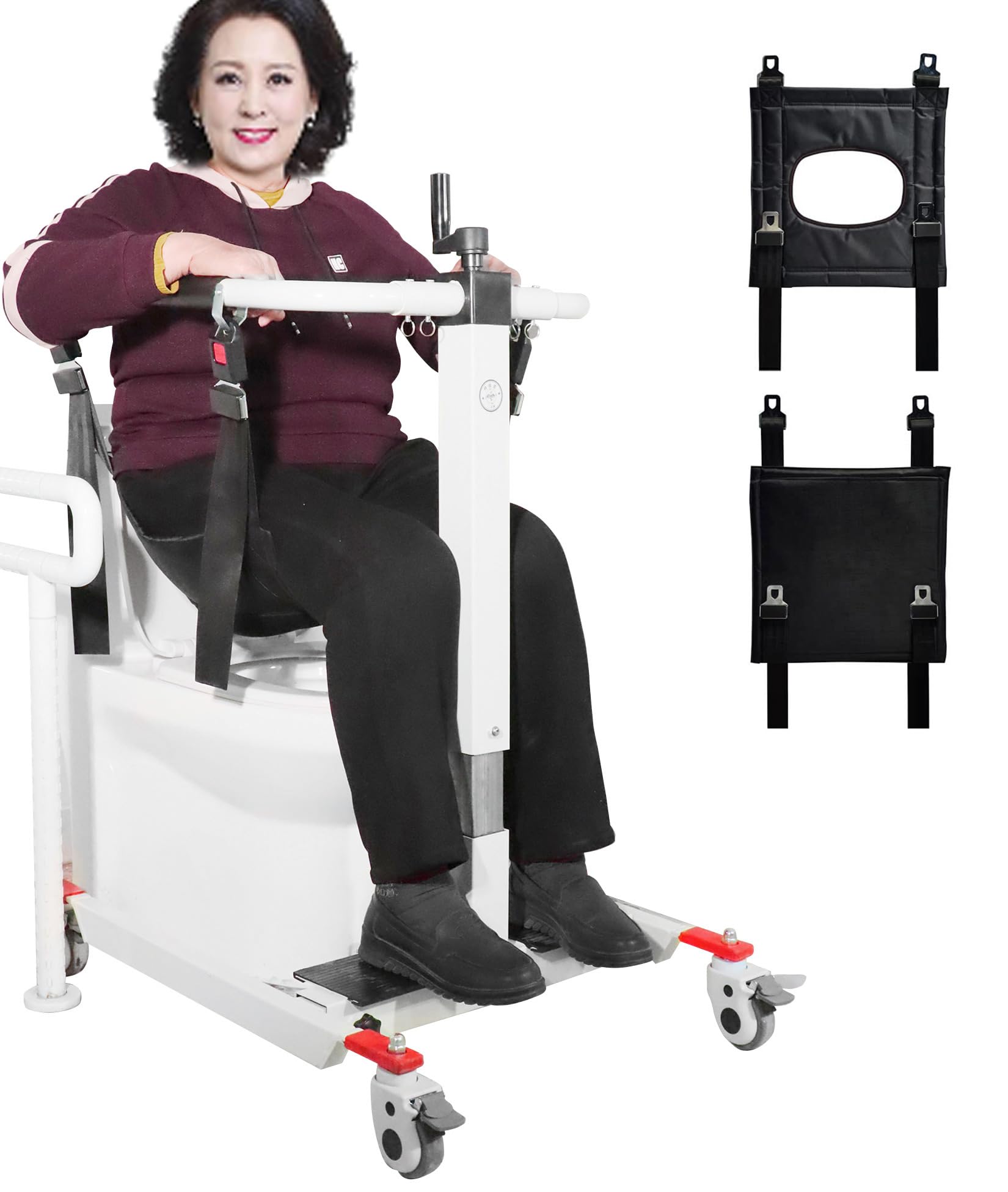 Silla de Transferencia con Elevador para Ancianos, Altura/Ancho Ajustable, Elevador de Pacientes para Hogar, Silla de Ruedas Elevadora para Coche, Silla de Ducha para Ancianos