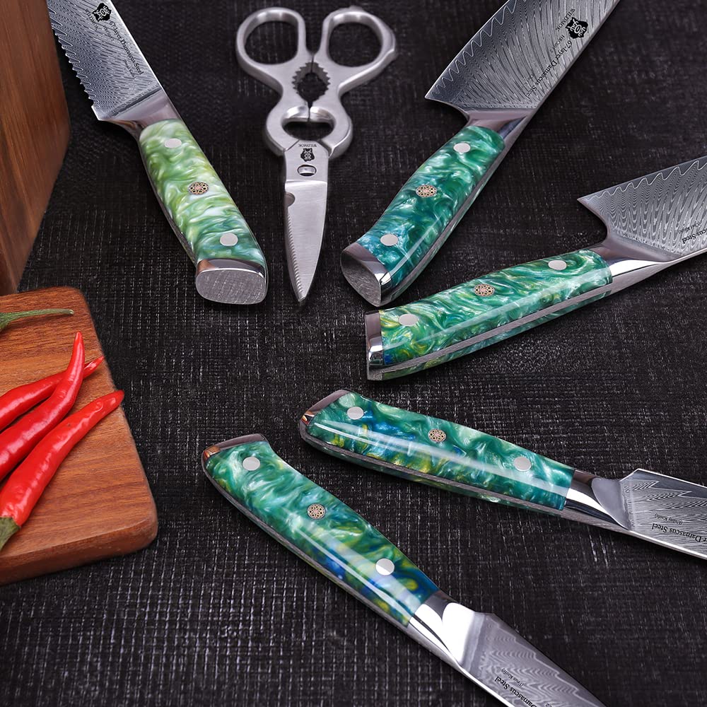 WILDMOK Couteau utilitaire de cuisine, couteau tout usage ultime super tranchant pour trancher, hacher, hacher, couteau utilitaire de cuisine avec boîte cadeau