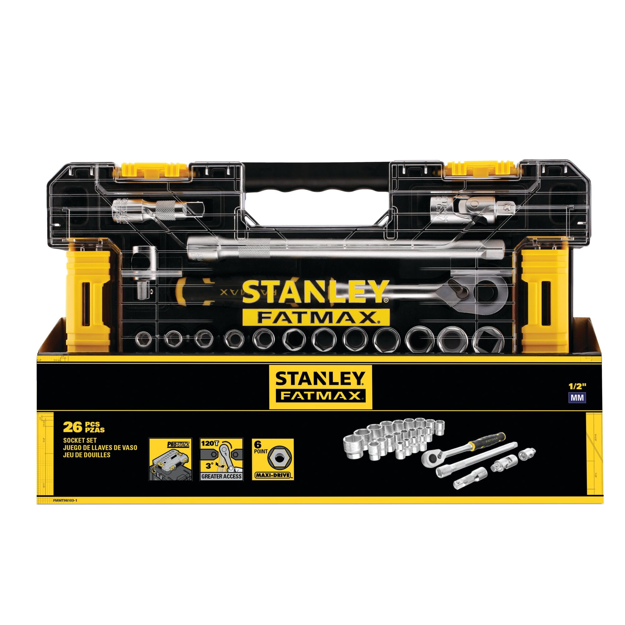 STANLEY FATMAX FMMT98103-1 Set Chiavi a Bussola ed Accessori att. 1/2"- 26 Pezzi