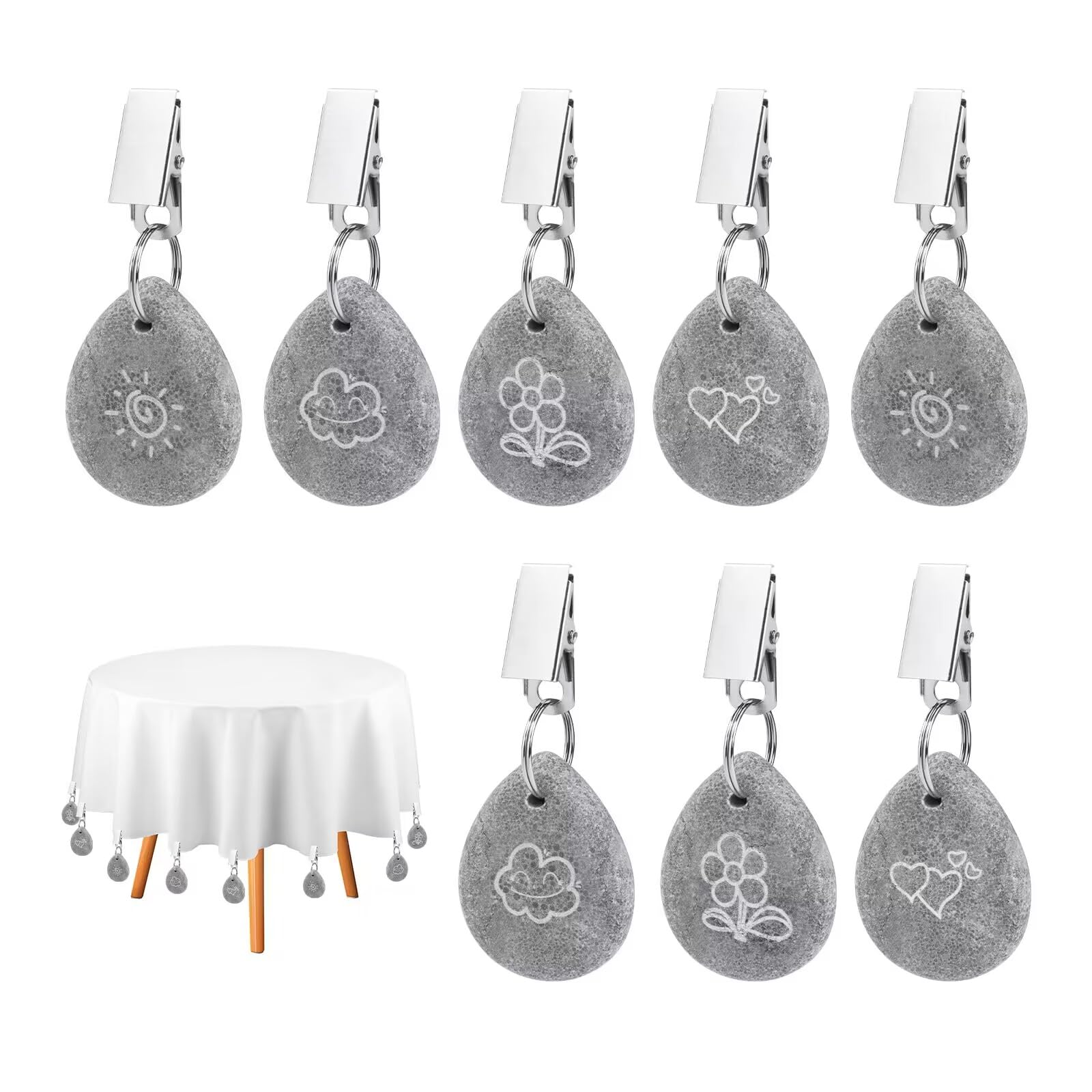 Lot De 8 Pinces à Nappe En Marbre En Forme De Larme - Pinces à Nappe