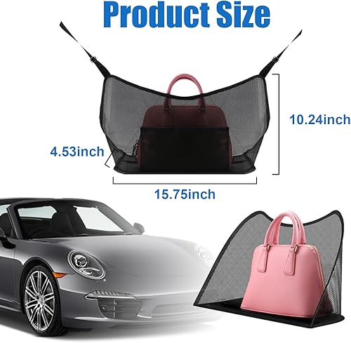 Miniatura 2 de Ziciner Soporte de red para bolso de mano para automóvil, organizador de malla entre dos asientos, bolsa de red de almacenamiento para el conductor