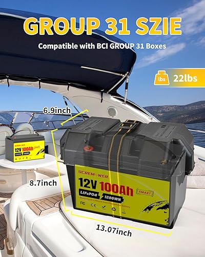 Miniatura 6 de SCREAM POWER LiFePO4 - Batería de 12 V 400 Ah hasta 7000 baterías de ciclo profundo de fosfato de hierro y litio con BMS para campistas, caravanas,