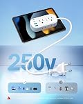 LENCENT European Travel Plug Adapter with Case, CA/US to Europe Plug Adapter with 6 Outlets & 4 USB (2 USB-C), Type C Travel Power Strip for CA/USA to EU Italy France Spain Germany, Travel Essentials