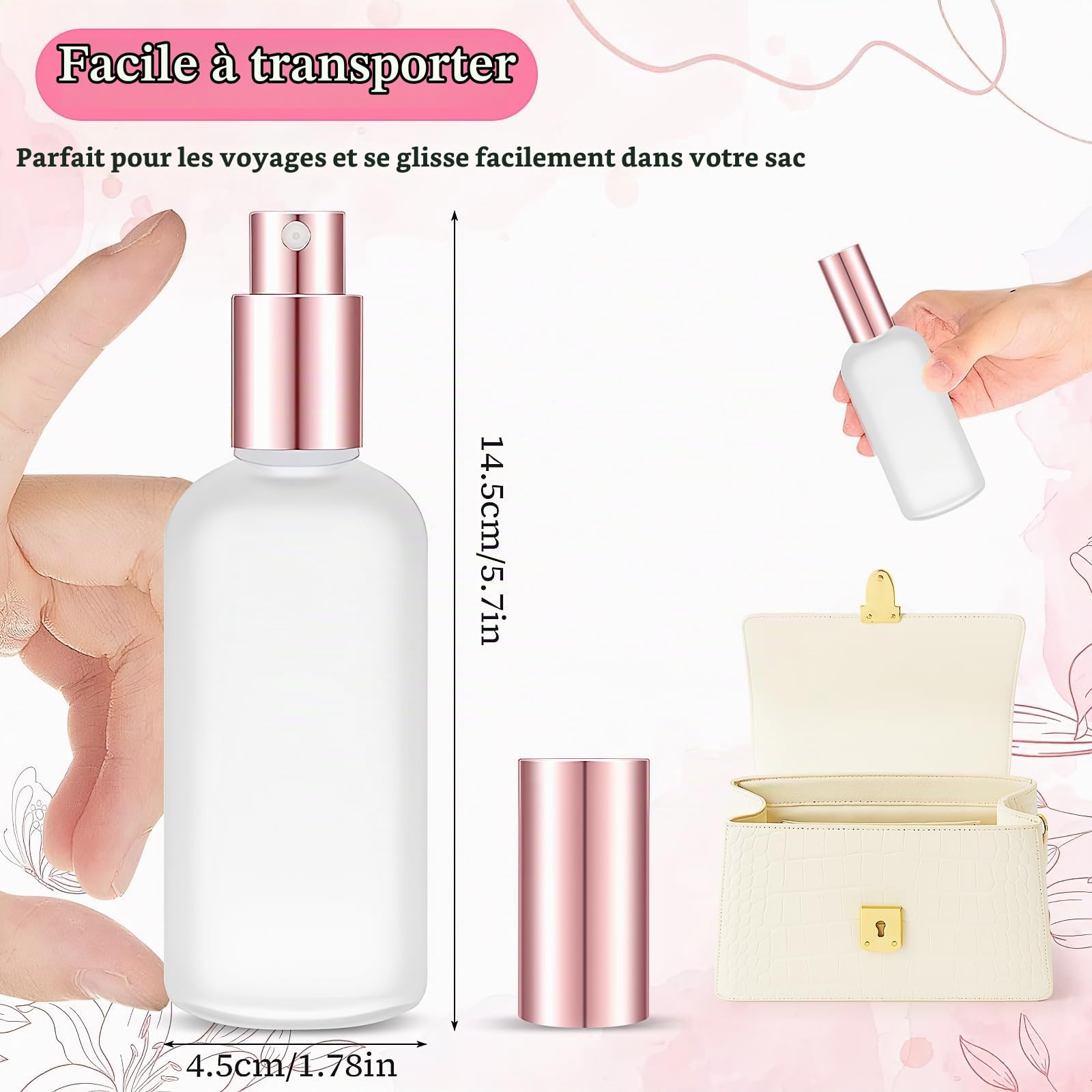 Lot de 20 flacons pulvérisateurs vides en verre de 100 ml avec brume fine, design givré, rechargeables, pour voyage, parfum liquide, articles de toilette, bouteilles de toner