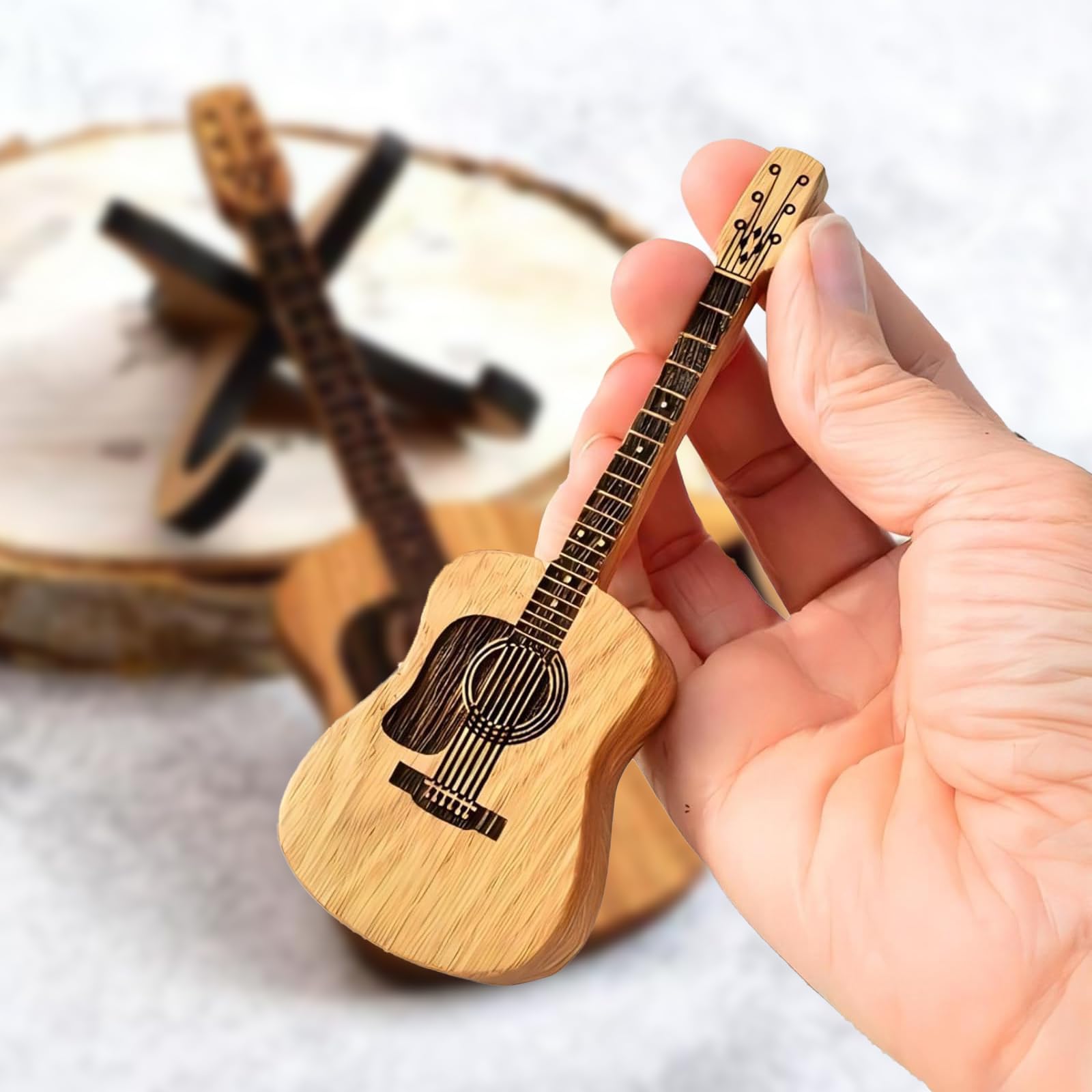 Wooden Guitar Pick Case With Stand, Custom Holder With 3 Picks and Plectrum Holder, Storage Container for Acoustic Bass - Image 3
