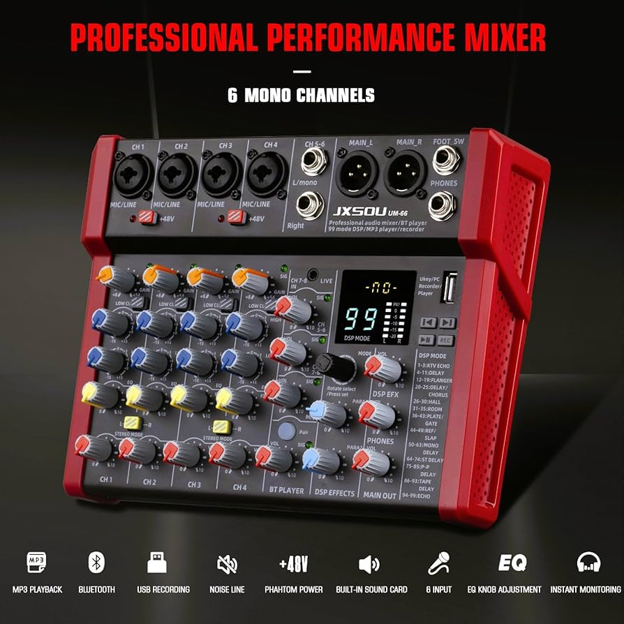 Amazon.com: JXSOU 8-Channel Audio Mixer, DJ Mixer, Sound Board