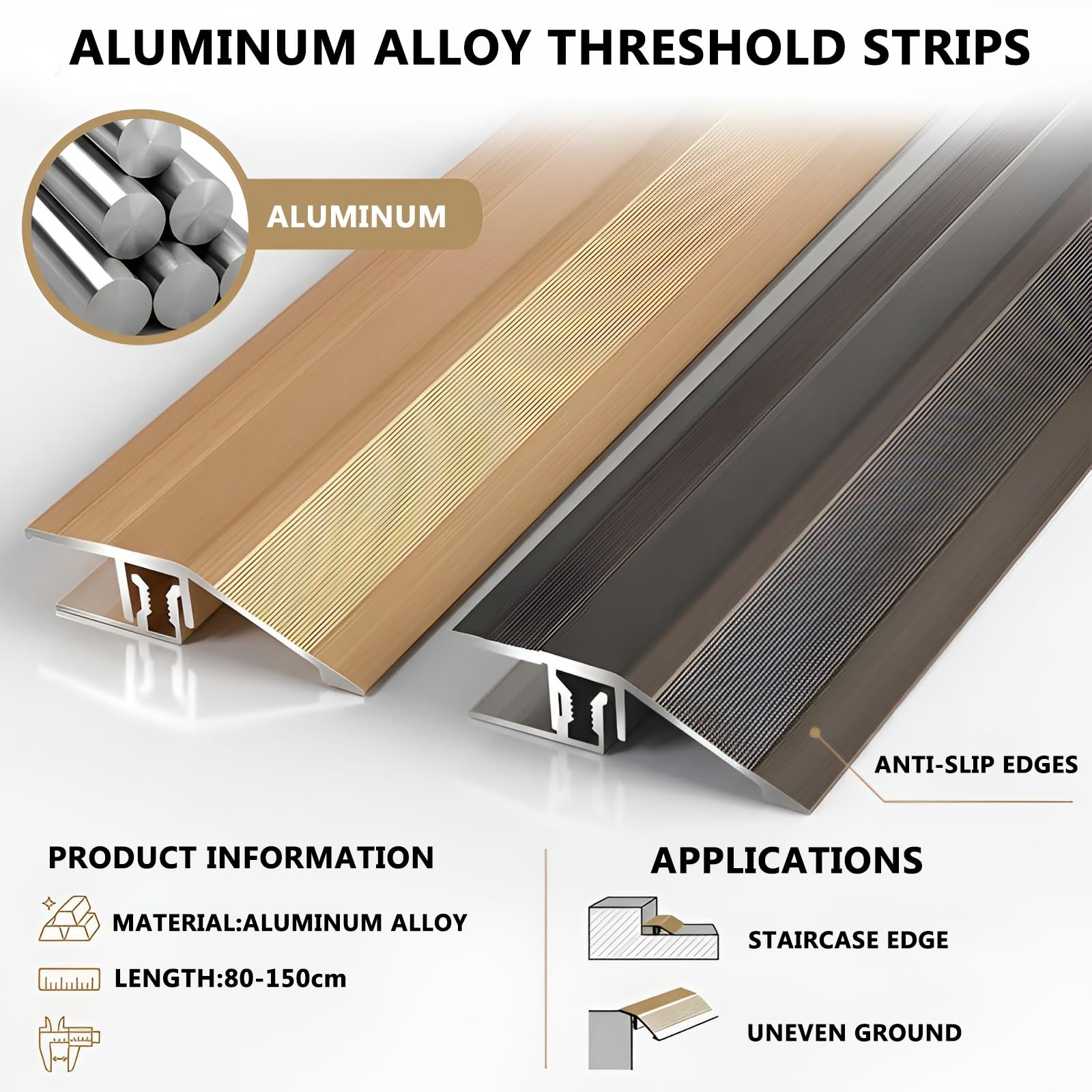 Perfil De Transición De Aluminio 1 Pieza - Riel De Transición Atornillado