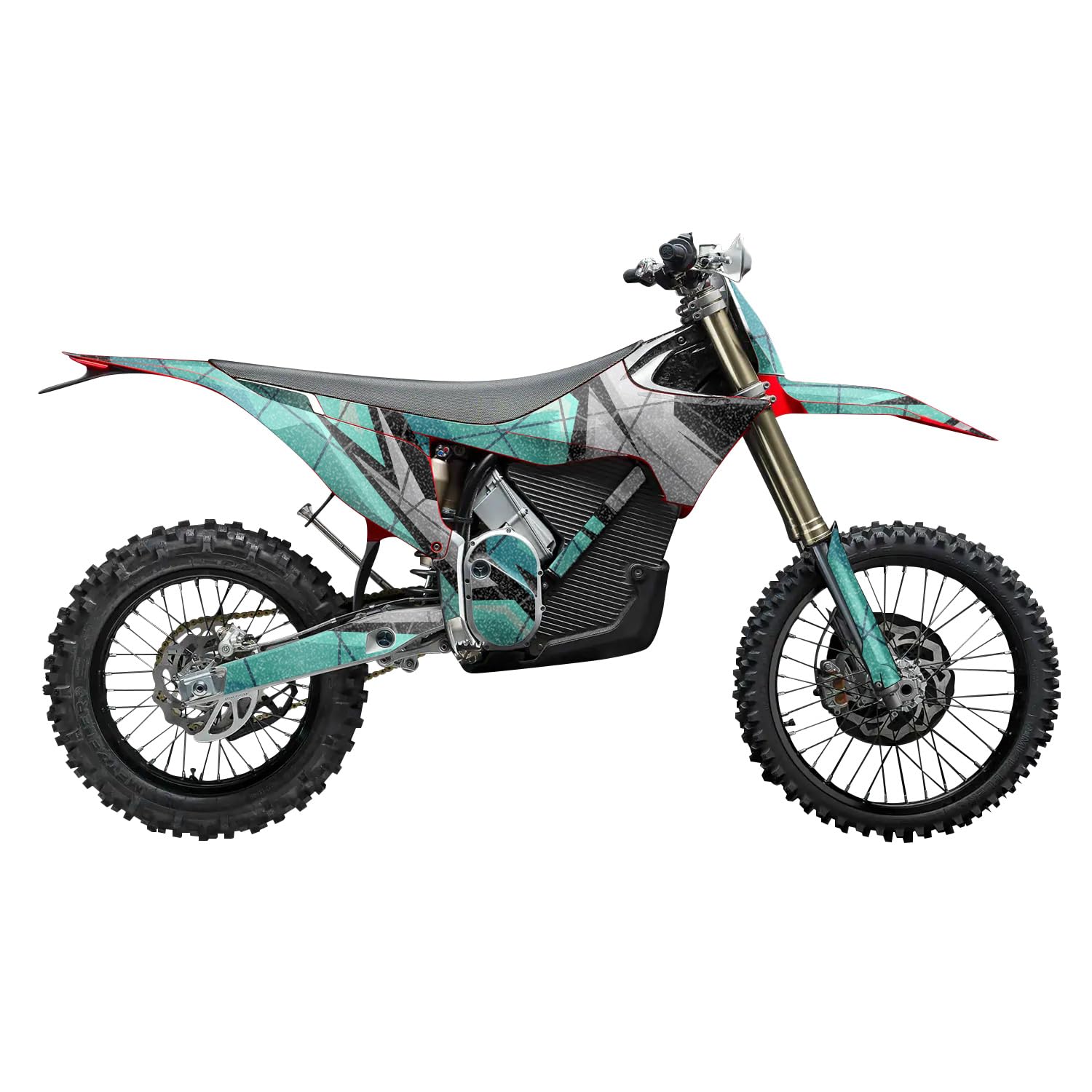 Glossy Glitter Stark Varg MX 2023-2025 Graphics Kit Wrap - Polygon Grunge Cyan - Varg MX Skin - Premium 3M Vinyl Protective Wrap Decal Cover - Easy to Apply | Crafted in The USA by MightySkins