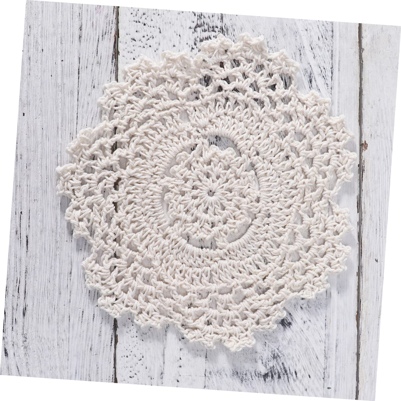 Unomor 6 Pcs Cotton Tablecloth Cup Holder Coasters Lace Table Cloth Handmade Lace Coasters Mug Pad Wedding Lace Doilies Round Lace Crochet Cup Mats Pot Rack Tie Flowers Roller Coaster