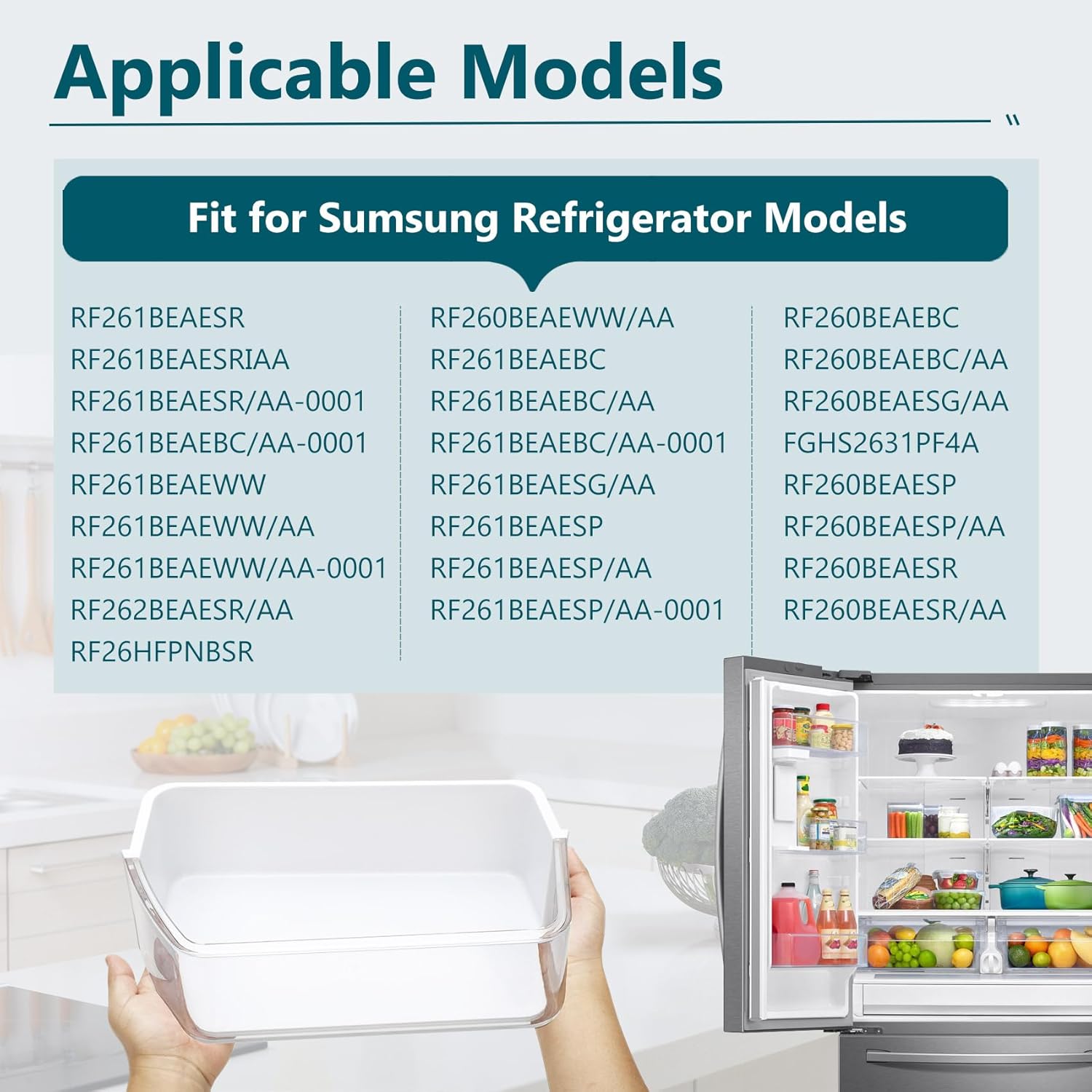 DA97-12657A Refrigerator Replacement Shelves(Left)for Samsung Frigidaire Door Shelf Replacement,Fridge Door Shelf Replacement Parts RF260BEAESR,RF261BEAESR,RF262BEAESR,PS4176661,AP5621270(2 Pack)