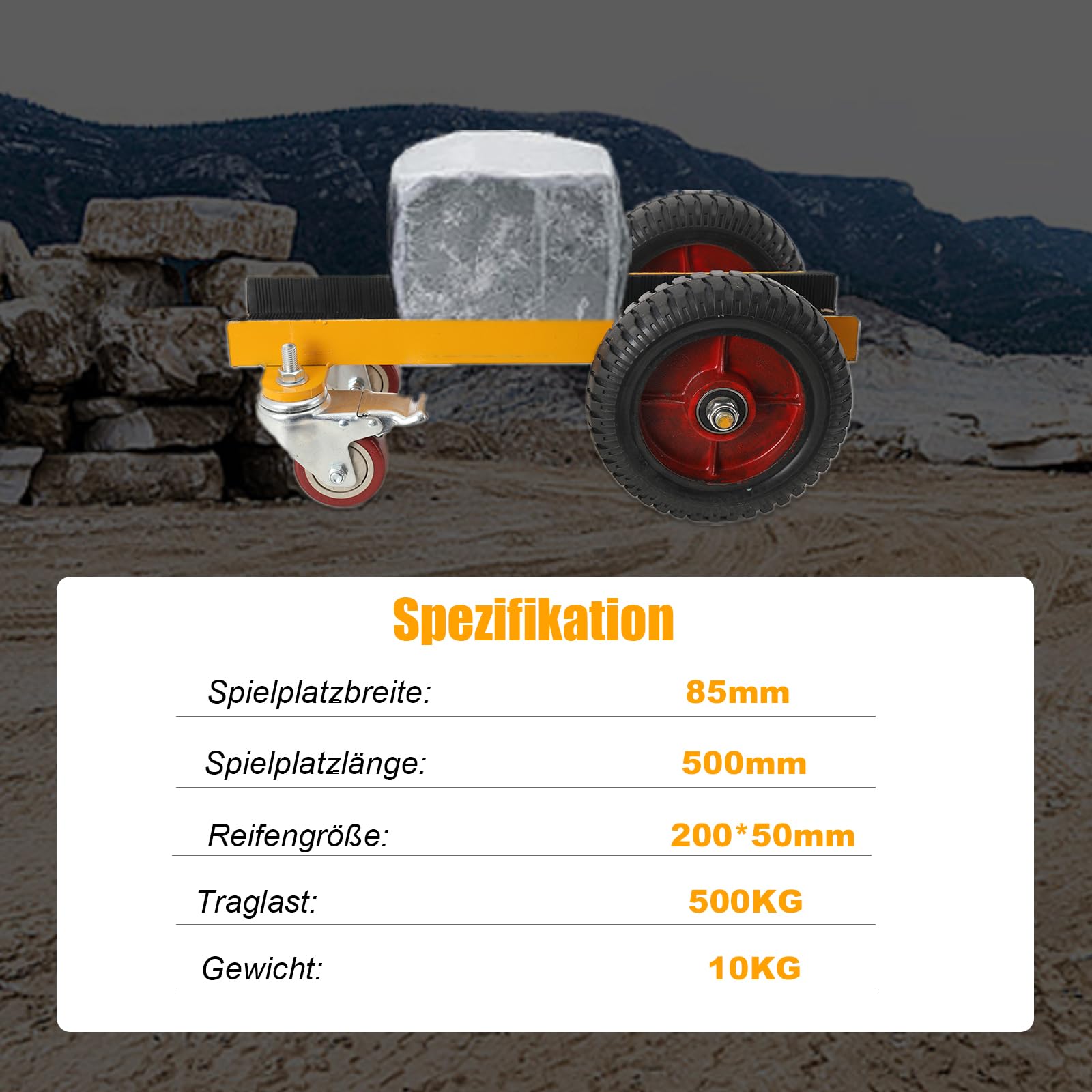 Plattenroller Plattenklemmwagen bis 500kg 200mm Klemmlänge 85mm Klemmbreite, Plattenkarren Transportwagen 4 Rad, Plattenwagen zum Transport von Holzplatten, Türen, Fenster u.v.m. mit Vollrad