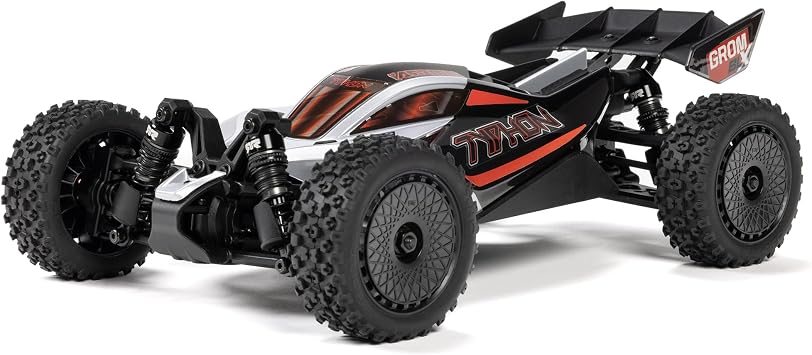 ARRMA RC Car Typhon GROM 4X4 223S BLX BRUSHLESS Small Scale Buggy RTR Battery and Charger Not Included with DSC, Silver, ARA2306T1