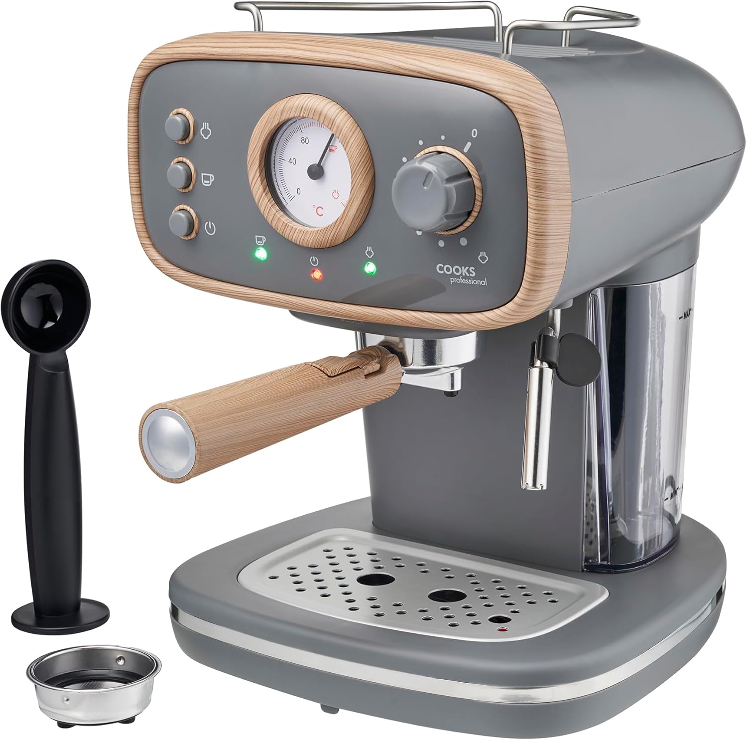 Cooks Professional 15 Bar Retro Coffee Espresso Machine Coffee Machine with Steam Wand Built