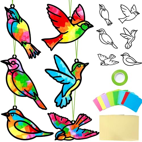 Qyeahkj 36 Set Spring Bird Suncatchers Crafts for Kids DIY