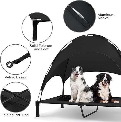 Miniatura 4 de Heeyoo Cama elevada para perros con toldo, cuna portátil para perros con tienda de campaña de sombra extraíble, cuna elevada para mascotas al aire
