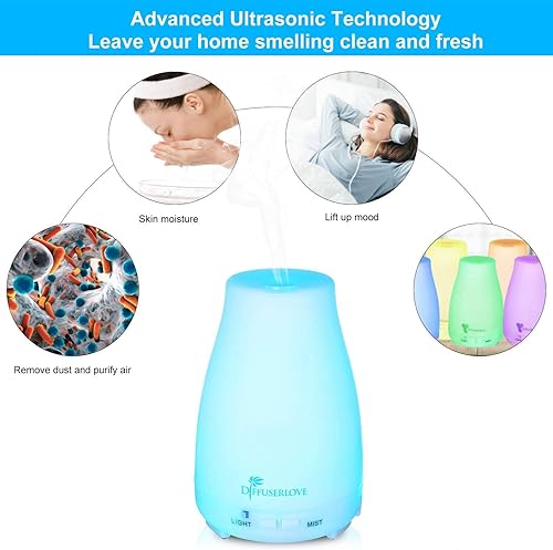 Miniatura 3 de Diffuserlove Paquete de 2 difusores de aceites esenciales de 6.8 fl oz difusores ultrasónicos de aromaterapia con apagado automático sin agua,