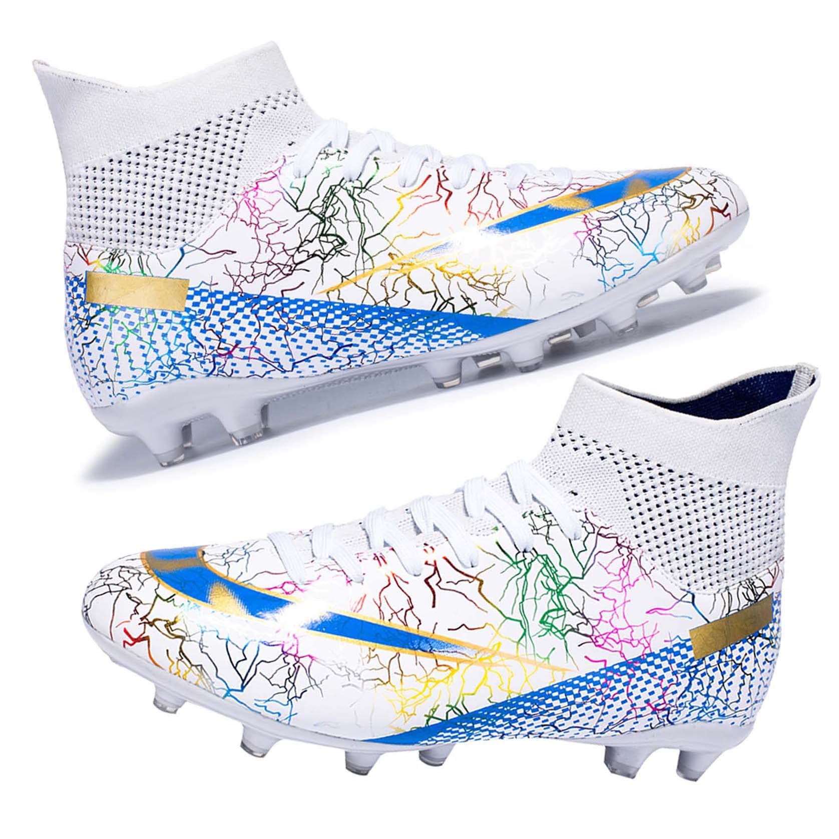 Big Kids Soccer Shoes Unisex Academy Indoor Outdoor Football Turf Durable Rubber Shoes TPU Outsole for Adult Ankle Cleats