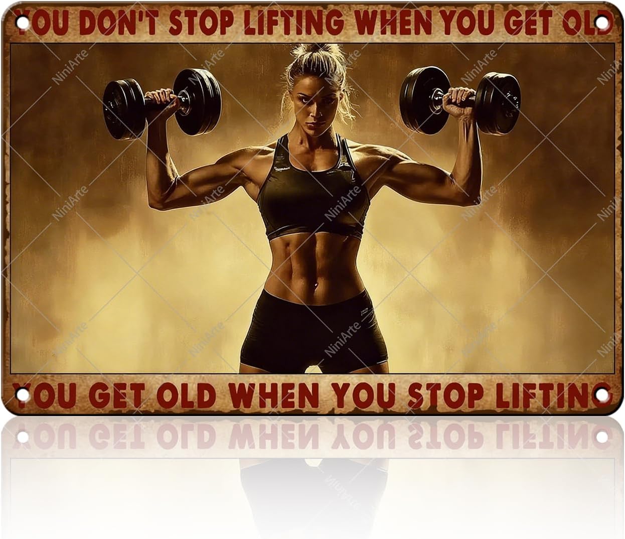 Fitness Vintage Metal Tin Sign You Don't Stop Lifting When You Get Old Funny Gym Tin Sign for Bar Restaurant Cafe Wall Decor 12x8 Inch