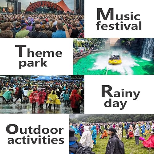Miniatura 7 de Ponchos de lluvia reutilizables para adultos, 2 piezas de EVA portátiles impermeables para mujeres y hombres con capucha para Disney al aire libre