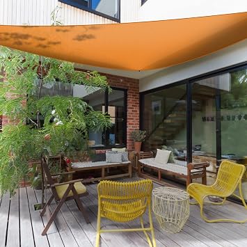 Triangle Sun Shade Sail, Orange Shade Cloth Fabric Sunlight Block Patio Cover, Outdoor Canopy Cover UV Block for Backyard Porch Pergola Deck Garden Patio Orange, 10x10x10