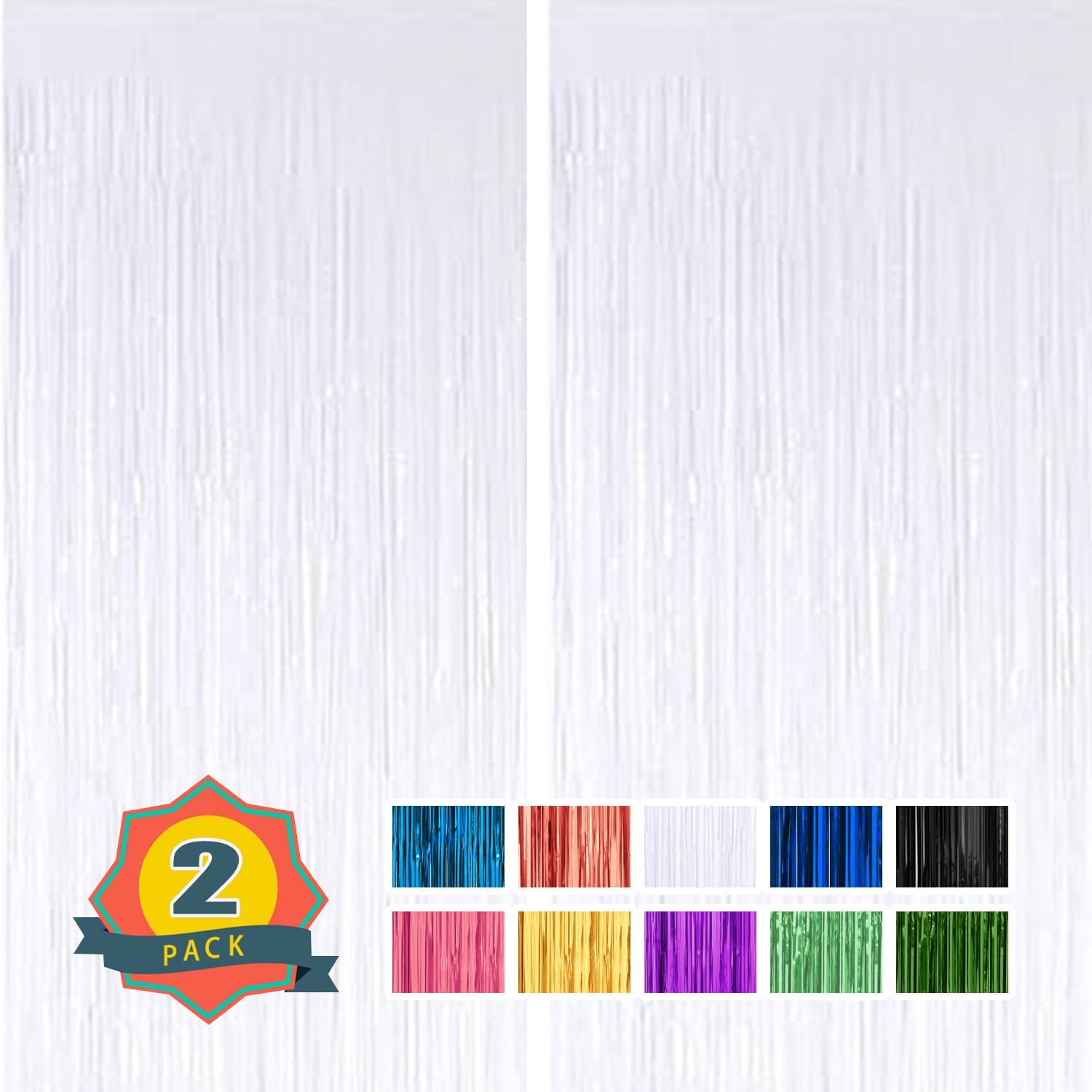 Amazon.com: 2 Pack 3.3 ft x 9.9 ft White Tinsel Curtain Party Backdrop ...