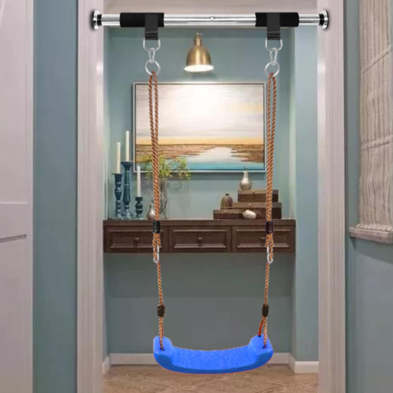 Generisch Seggiolino per altalena per bambini, nostalgico, per esterni, antiscivolo, giocattolo interattivo per genitori e bambini, corda regolabile in altezza, facile da montare, per giardino, asilo