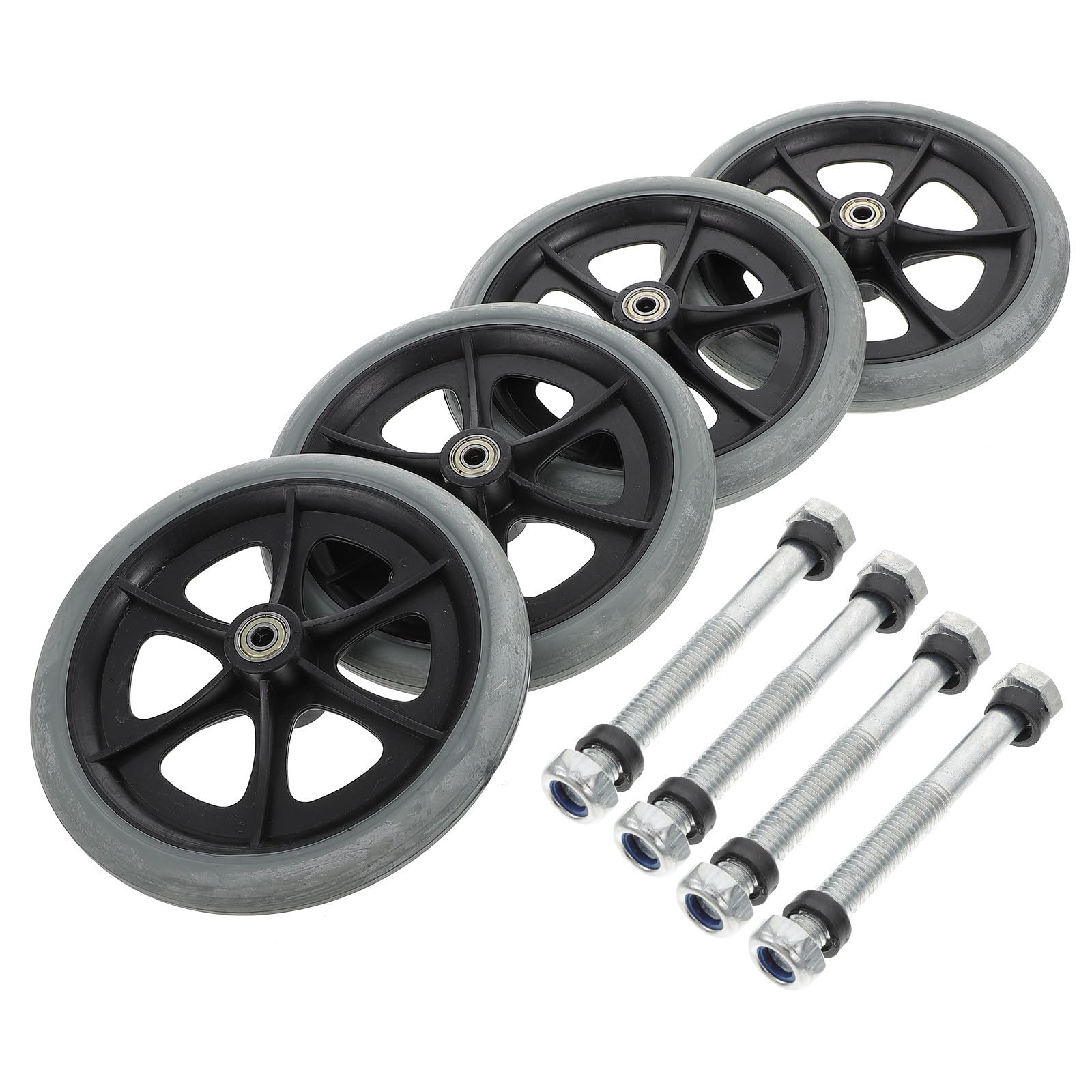 ifundom Rollstuhlräder Vorderradersatz für Rollstuhl, Leise, Rutschfest, | Innen und Außen Nutzbar, Abs Pvc Stahl, Ersatzteil für Rollstühle und Andere Fahrzeuge