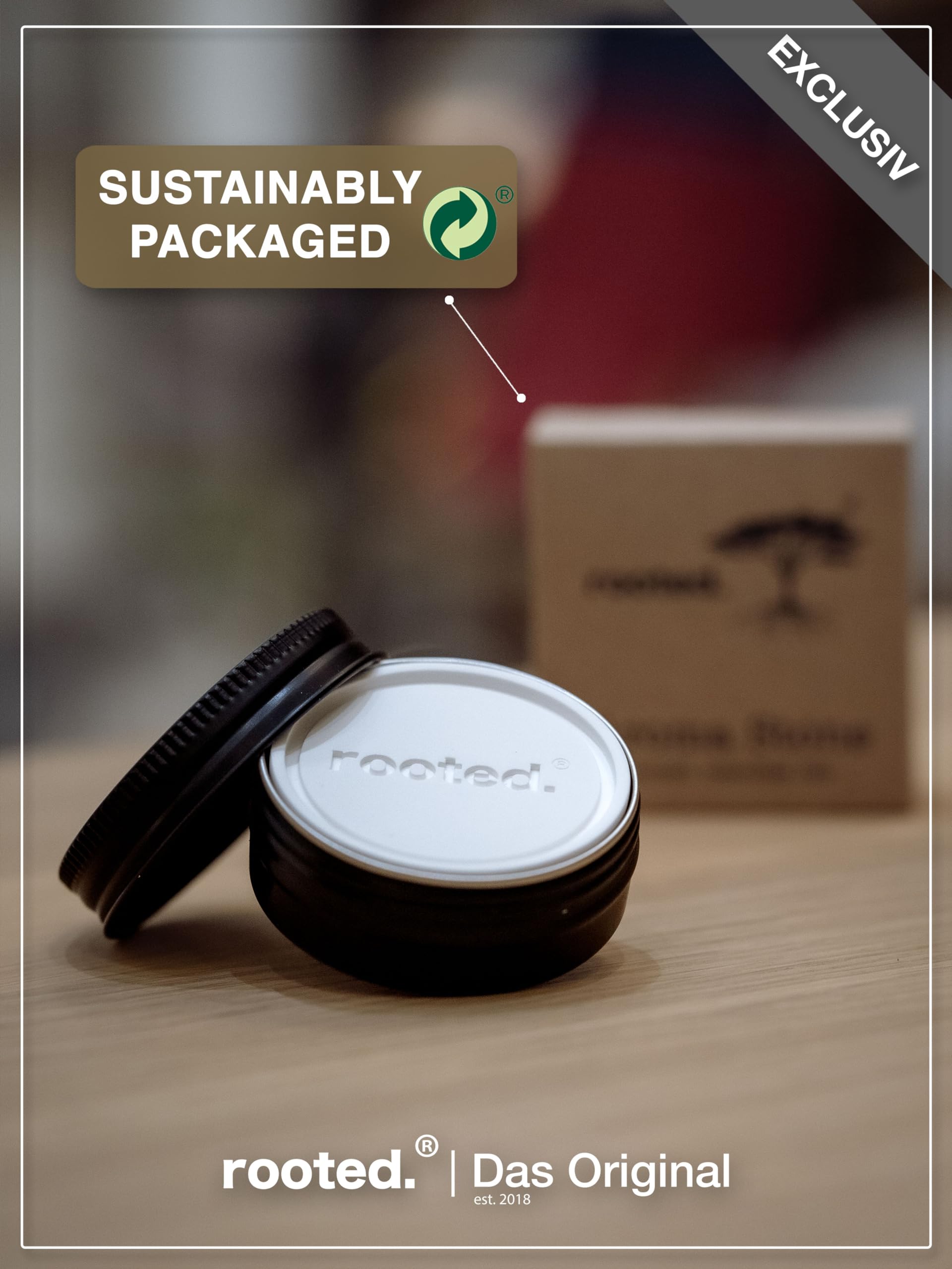 Rooted.® Kamień zapachowy do olejków eterycznych | Ekskluzywny dyfuzor olejków zapachowych z ceramiki | Aroma Stone w czarnej puszce | aromaterapia