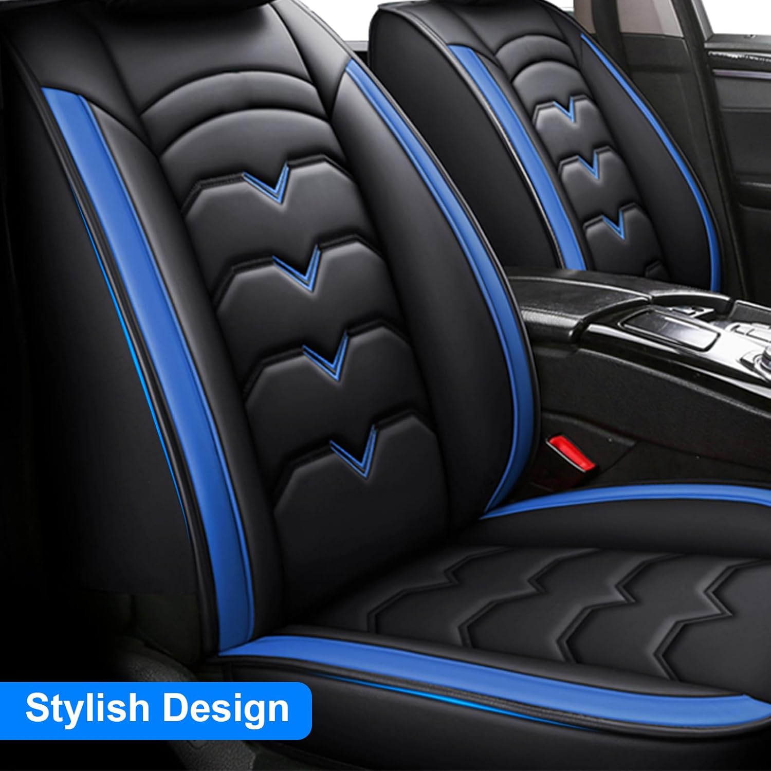 Full Set Car Seat Covers Fit for Camry 2012-2024,5pcs Waterproof Car Seat Protector Cushions,Car Front Rear Seat Cover,Black&Blue