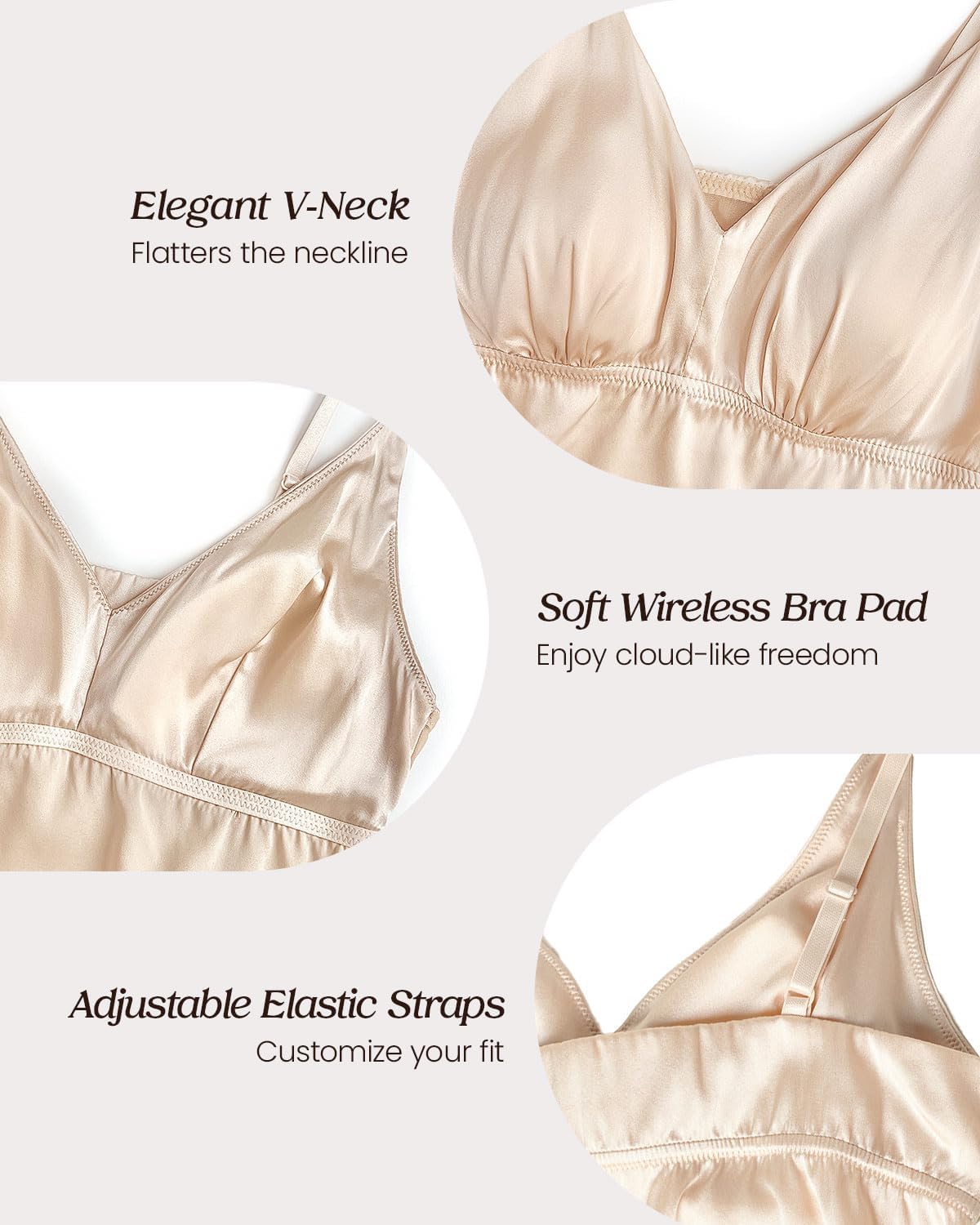 Women's Real Mulberry Silk Crop Top Shirt - 22 Momme Silk Tank Top Basic Cami, Adjustable Straps - Image 4