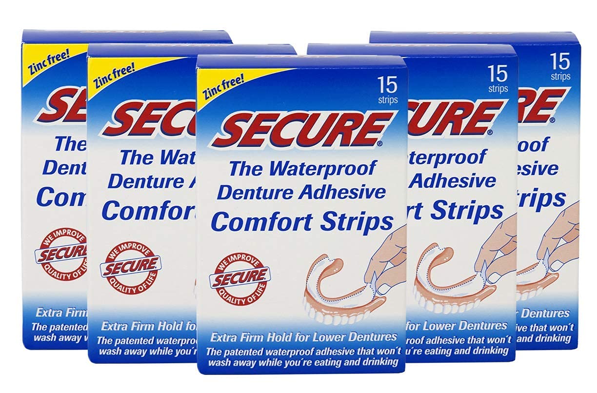 Secure Comfort Strips Waterproof Denture Adhesive