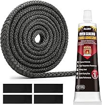 ALLONY Black Silicone 2.5m Pellet Stove Gasket, 50ML Silicone High Temperature, Refractory Cement for Fireplaces, Stoves, Ovens, 10mm Rope Stove Gasket, Fireplace Repair Set