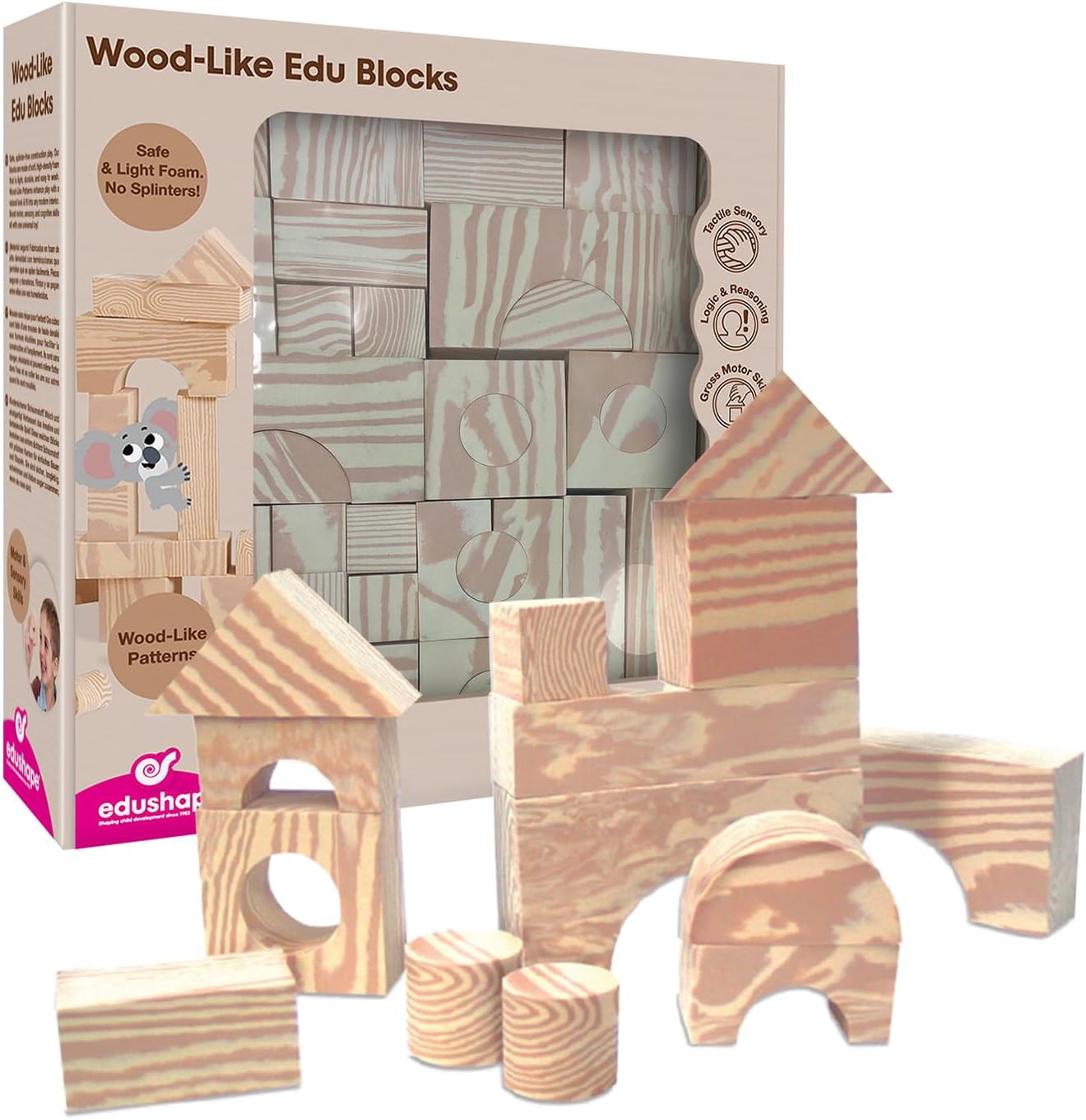 Edushape Edu Blocks – Ed 716071 Faux Wood 80pcs Building Game