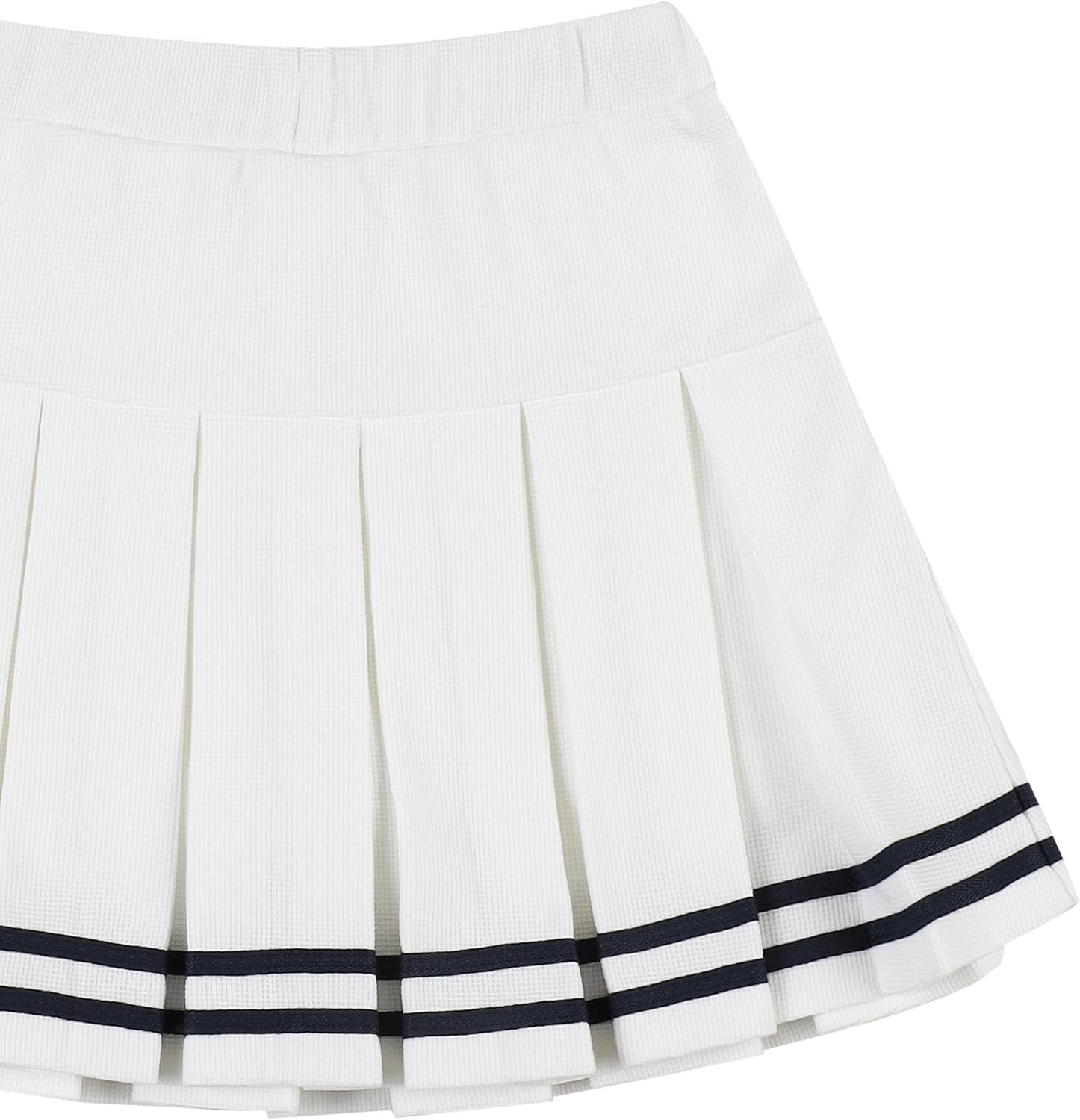 Girls Pleated Skirt Skort School Uniform Mini Skirt Cheer Skirt Tennis Skirt with Striped Hem and Inner Shorts - Image 2