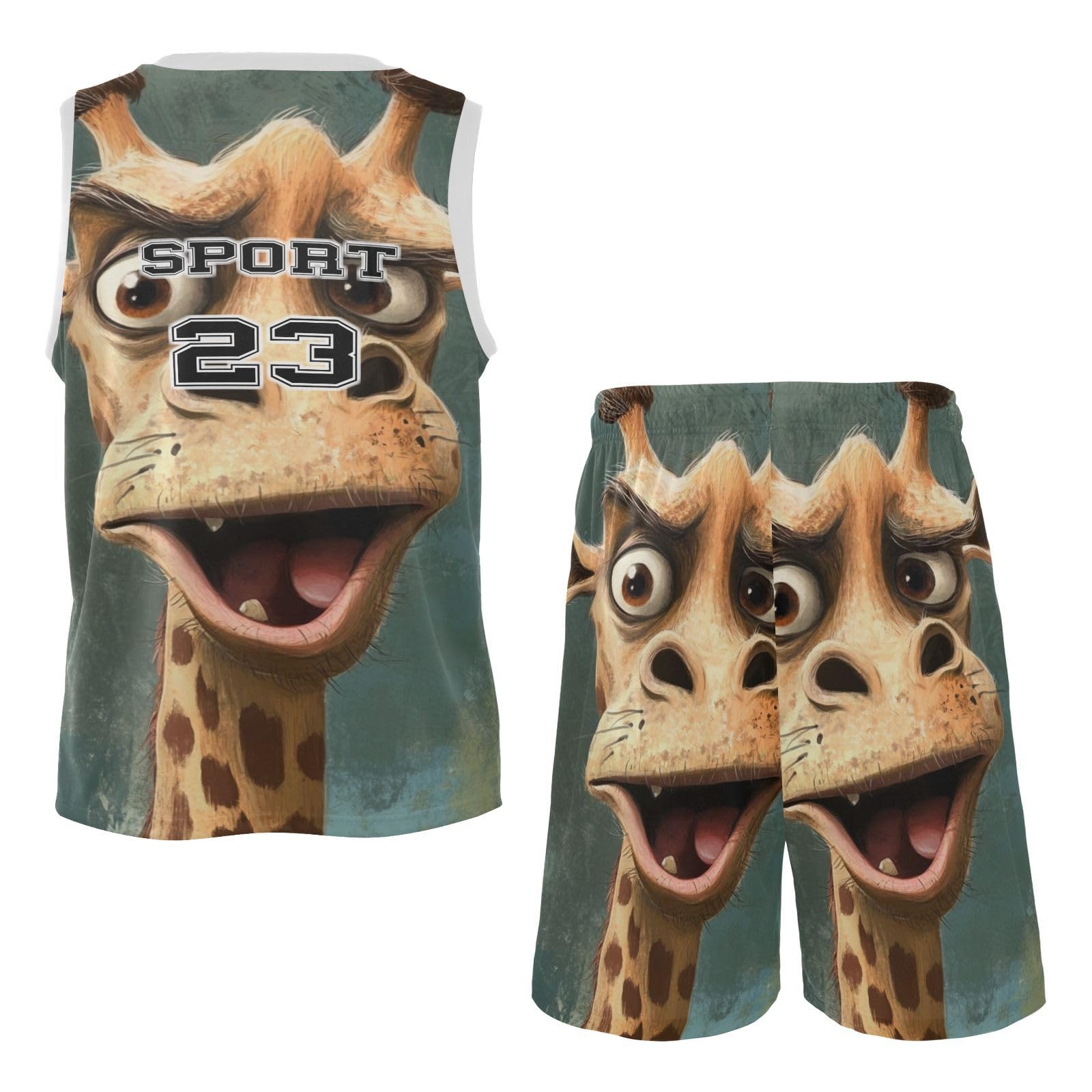 FLildon Funny Giraffa Boys Basketball Jersey Set Tank Top Shorts Tracksuit Sport Training Suit for Kids, L