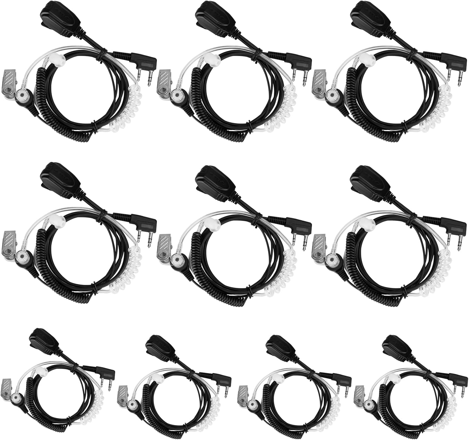 Retevis Walkie Talkie Earpiece with Mic, Acoustic Tube, Coil, for RT22 RT68 RT21 H-777 RT86 RT19 RB29 RB68, Compatible with Baofeng UV-5R Arcshell Kenwood Pxton Samcom Two Way Radio(10 Pack)