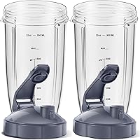 Vista 1 de 2-pack Replacement Parts Upgrade 32oz Cups with Flip-Top To-Go-Lid and Rubber Gaskets Compatible with NutriBullet 600w/900w Blender Accessory