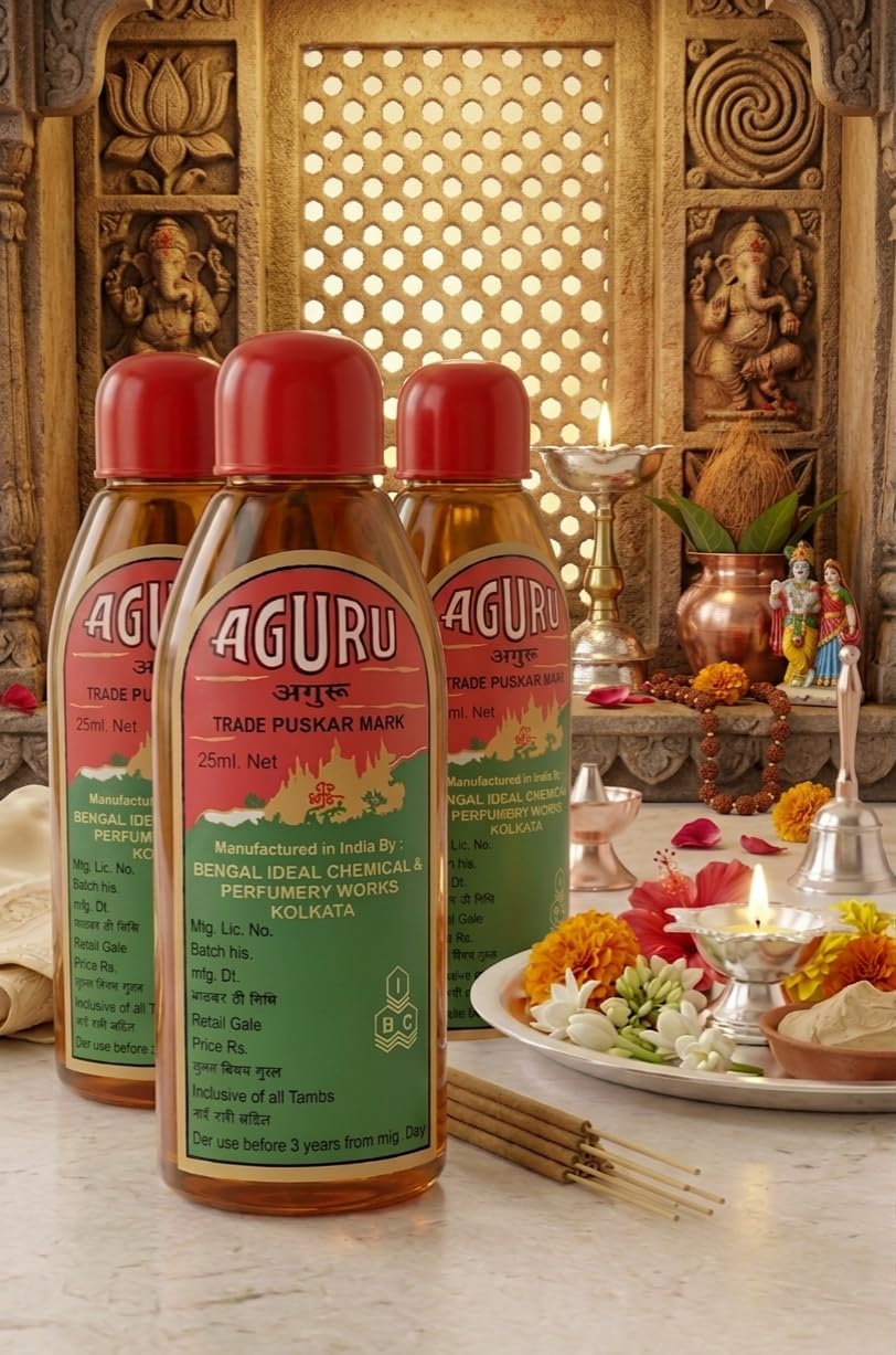 Pure Aguru Scent for Puja || Alchol Free Aguru for Puja Temple and Home || (Each 25ml) - Pack of 3-image-24