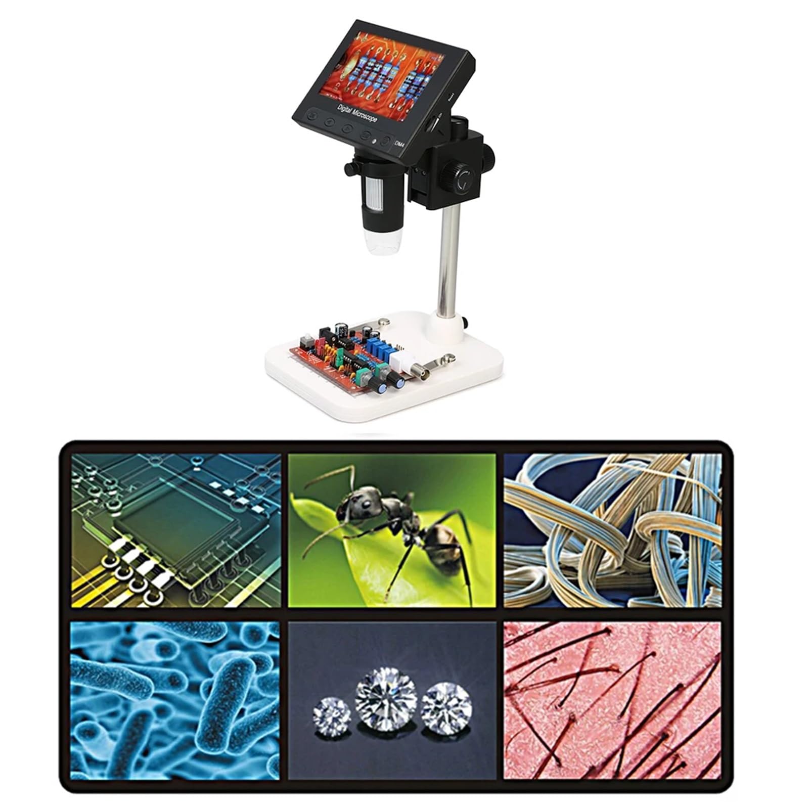 Digitales Mikroskop. Tragbares LCD-Mikroskop 4,3 Zoll Mit LED-Digitallupe 720P Tragbar