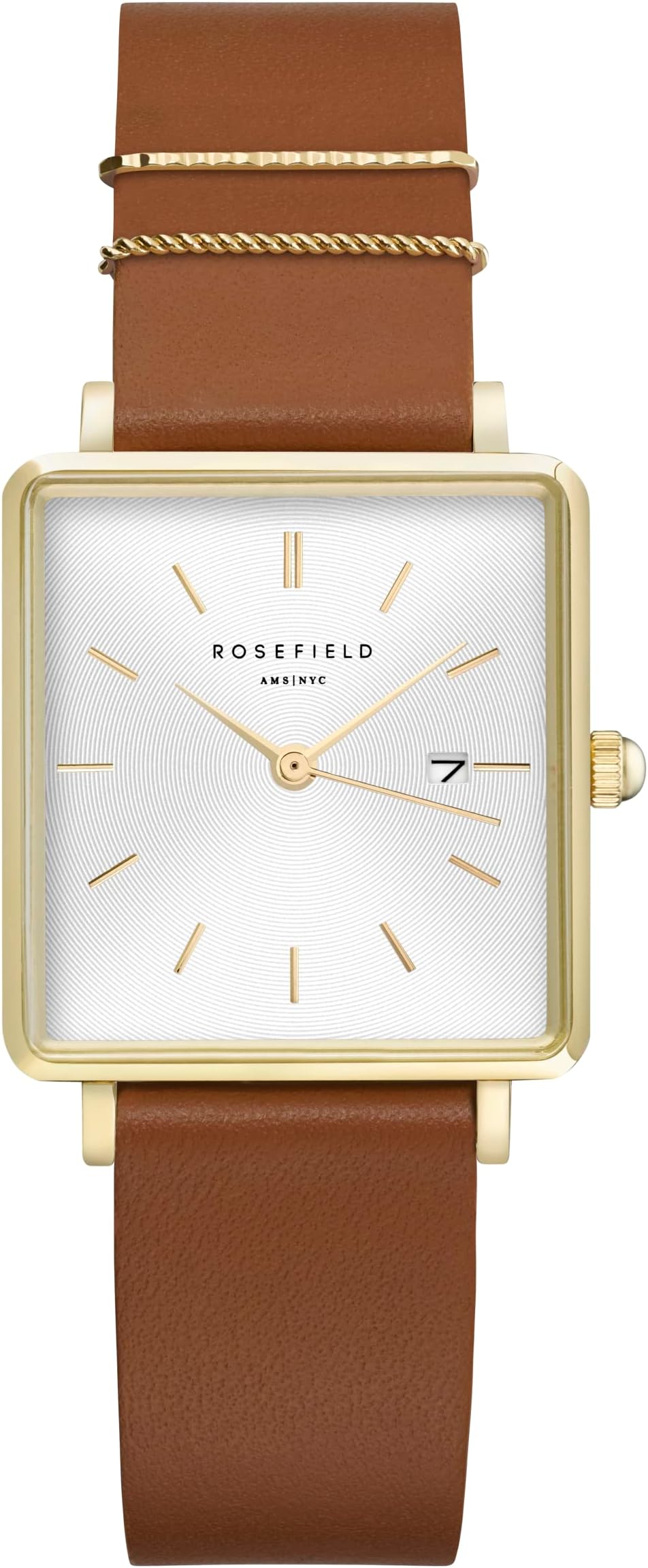 Boxy Women's Pink Leather Bracelet Watch 24mm