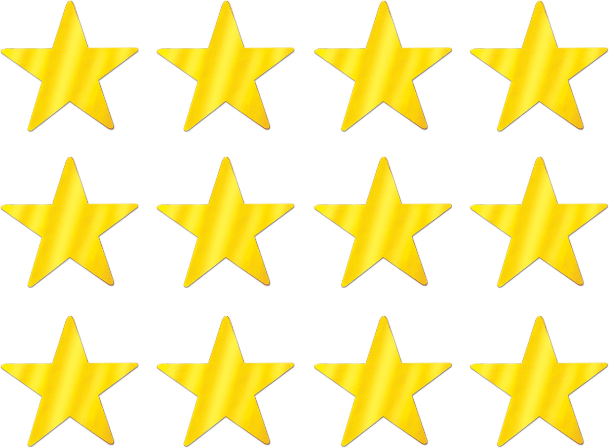 12 Piece Gold Metallic Plastic Star Cut Outs For Weddings Birthday Parties Classroom Decorations