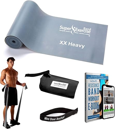 7Ft Long Resistance Bands for Stretching - Resistance Bands Set with Door Anchor - Exercise Bands Including Carry Pouch, E-Book & App - Latex-Free