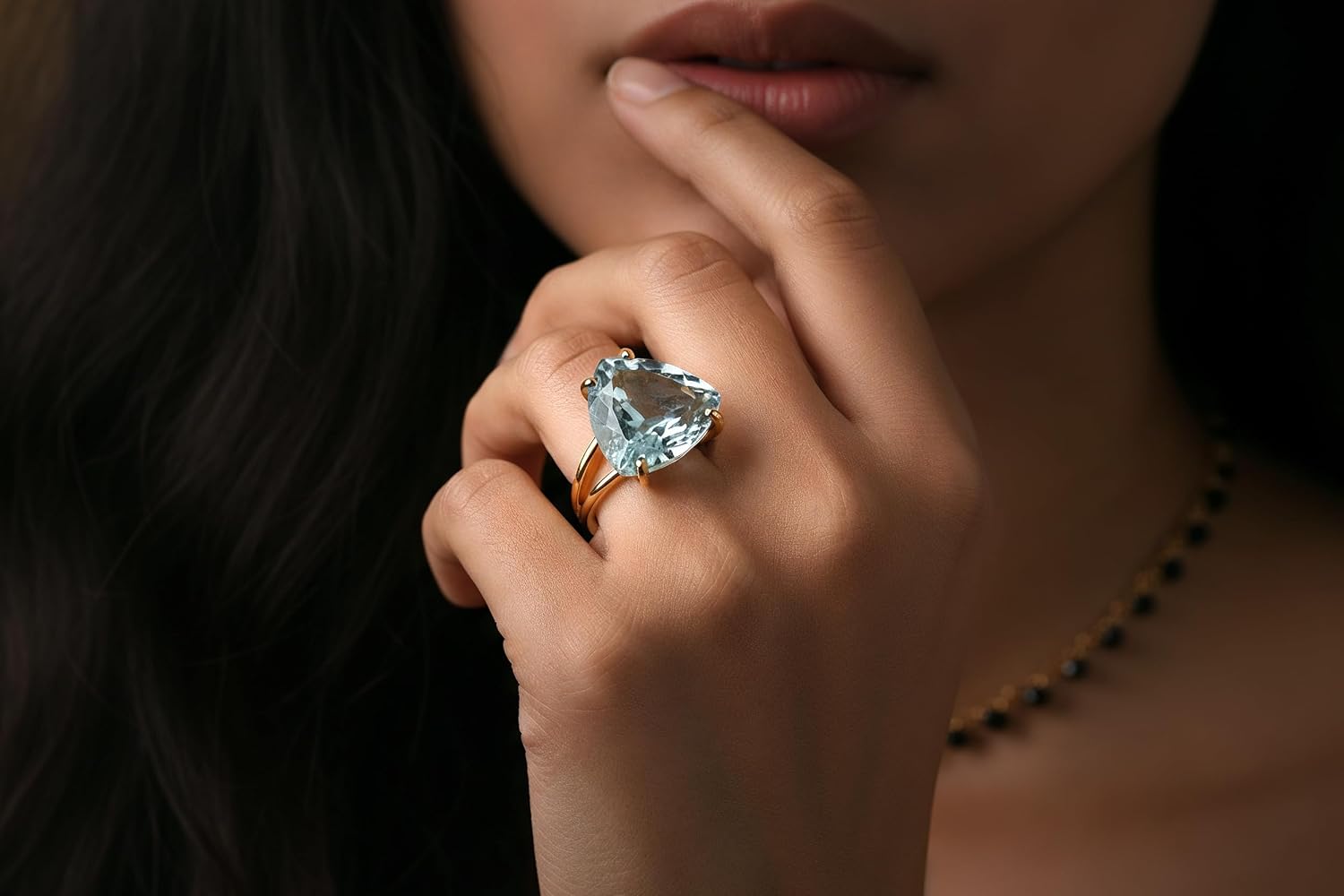 Dazzling Topaz Rings for Women - Blue Topaz in 14k Gold - Artisan-made November Birthstone Jewelry - Big Rings for You and Loved One - With Box