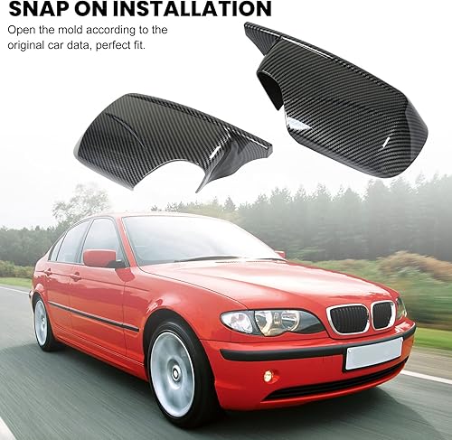 Miniatura 4 de KIMISS Cubierta de espejo lateral, cuerno izquierdo y derecho, cubierta de espejo retrovisor para 3 Series E46 Sedan 1998‑2005 (fibra de carbono)