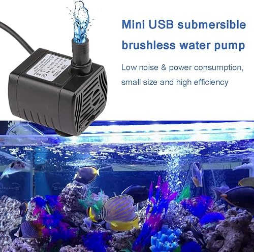 Miniatura 6 de Driew, pequeña bomba de agua, con cable de carga, solar, sumergible, resistente al agua, 3W DC 3,5-9V USB., negro