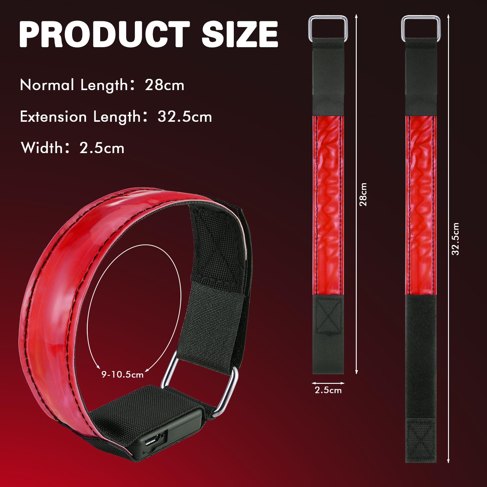 JIZZU LED Bracciale Ricarica USB 2 Pezzi Riflettenti Alta Visibilità Ciclismo Jogging