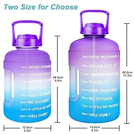QuiFit Half Gallon Water Bottle - with Straw & Motivational Time Marker Leak-Proof BPA Free Reusable Gym Sports Outdoor Large(73OZ) Capacity Water Jug(Purple/Blue Gradient,Half Gallon)