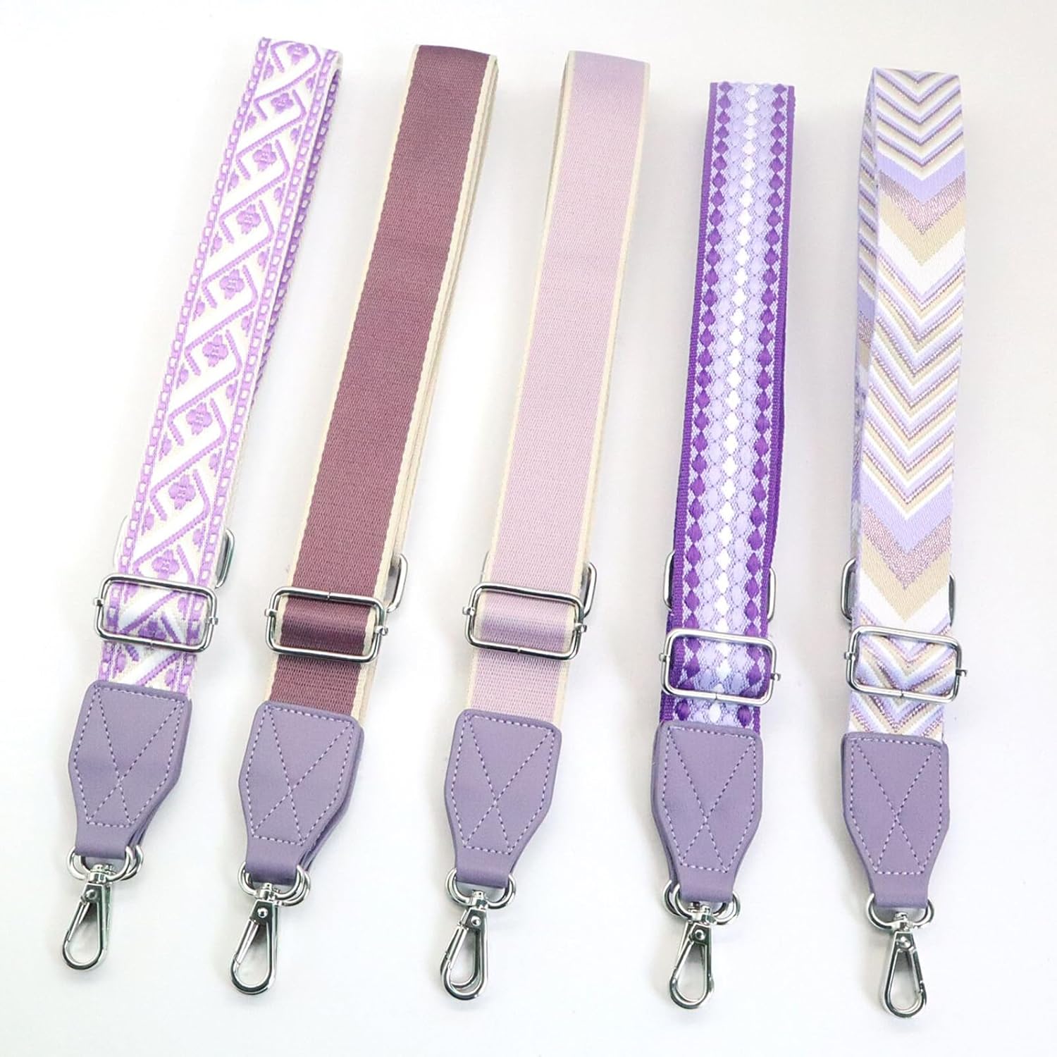 Adjustable Purse Strap with Purple Leather End - 1.5" Wide Handbags, Camera, Guitar, Phone & Crossbody Bag Replacement Shoulder Straps(Silver Hardware) - Image 5