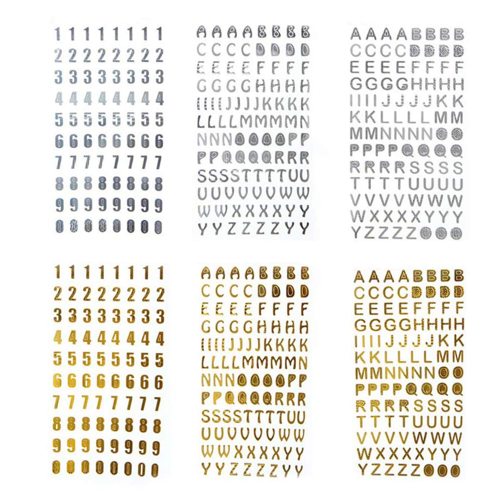 Ianulus Goldene und Silberne Glitzernde Alphabet Buchstabenaufkleber, 6 Stück, Hochwertiges Papier, Selbstklebend, Für Grußkarten, Geschenke, DIY Kunsthandwerk